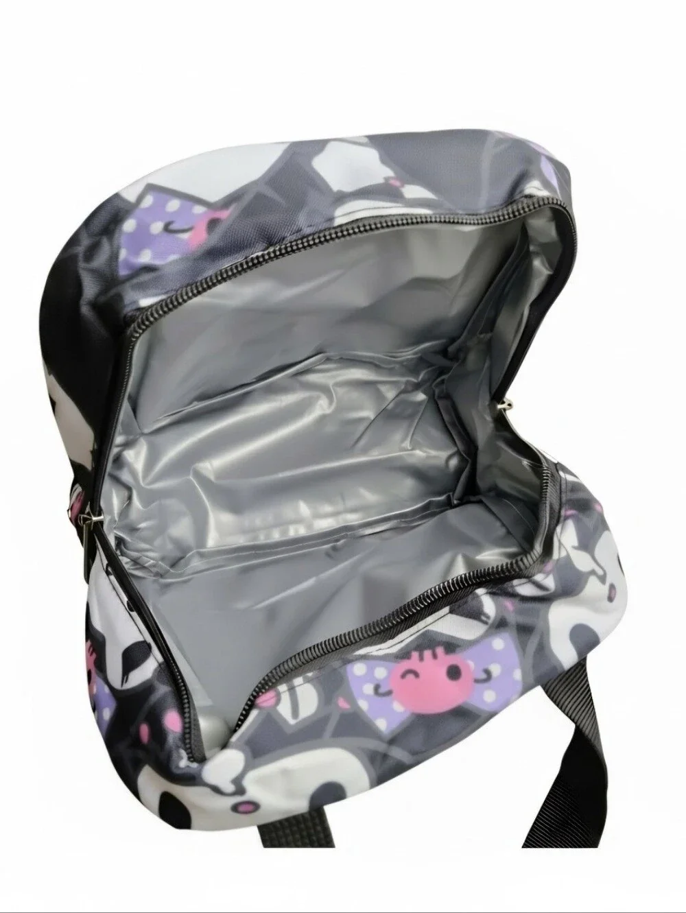 Anime Kuromi Insulated Lunch Bag All Over Print Black Purple Bow Tote NWT